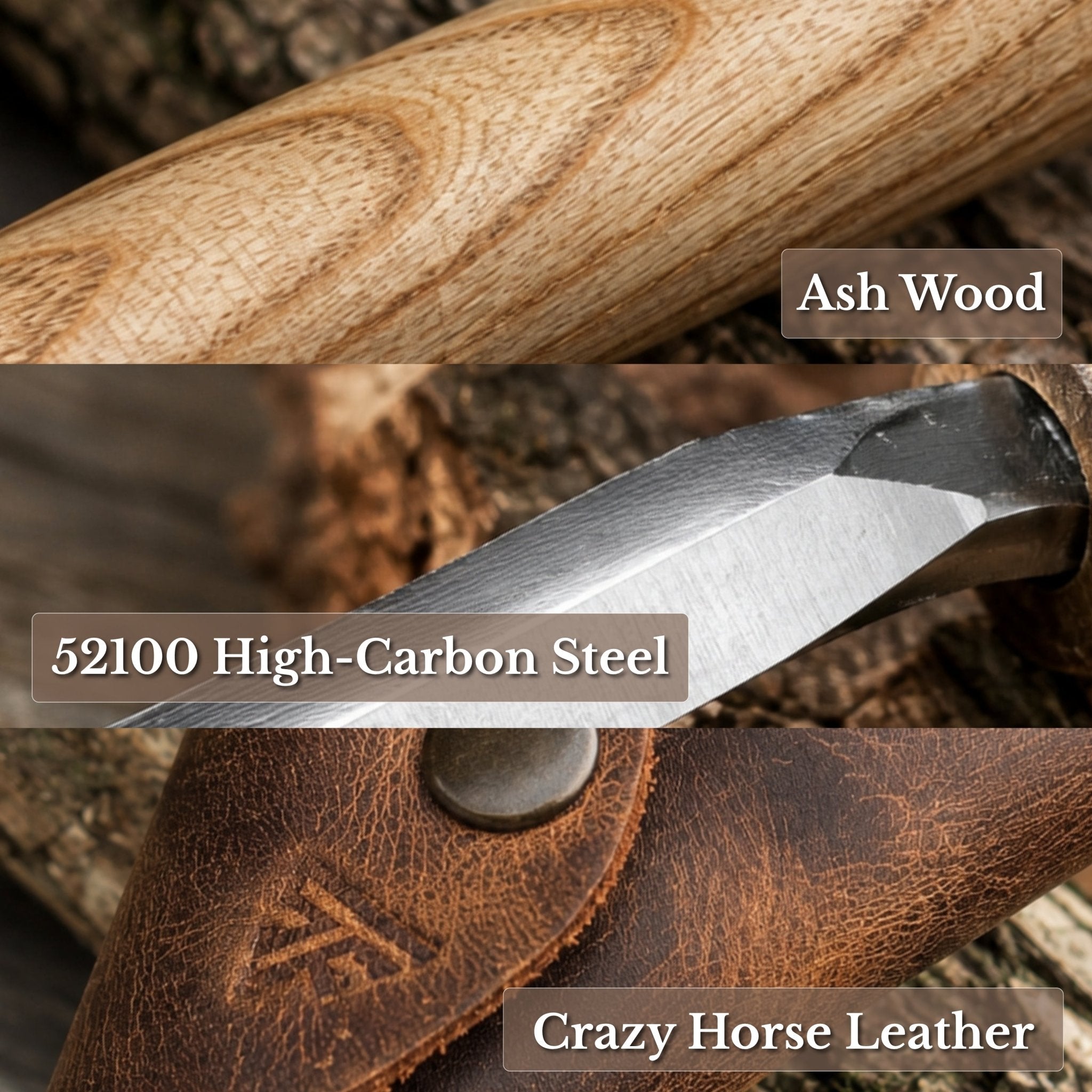 Double Edge Hook Knife with Leather Sheath, 6.5 cm (2.56 inches) - 7