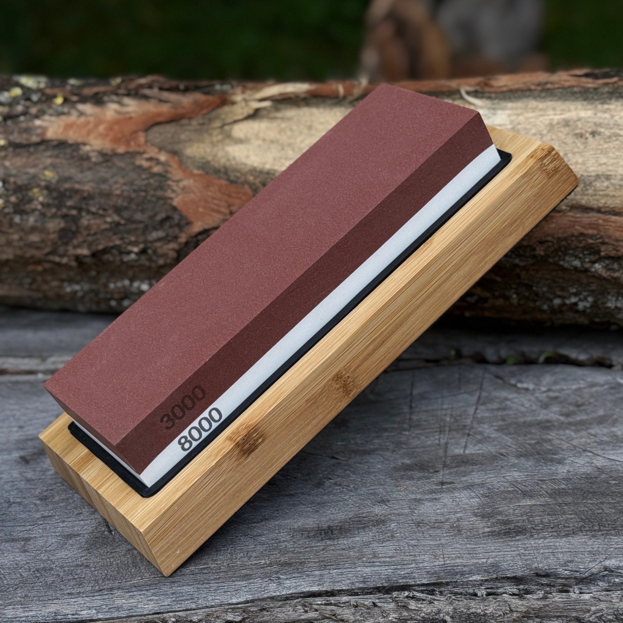 Double - Sided Sharpening Stone with Optional Wooden Stand – Grit 3000 / 8000 - 15