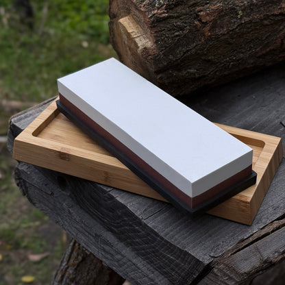 Double - Sided Sharpening Stone with Optional Wooden Stand – Grit 3000 / 8000 - 11