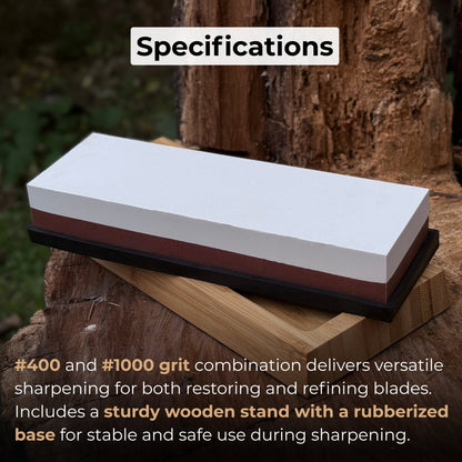 Double - Sided Sharpening Stone with Optional Wooden Stand – Grit 3000 / 8000 - 3