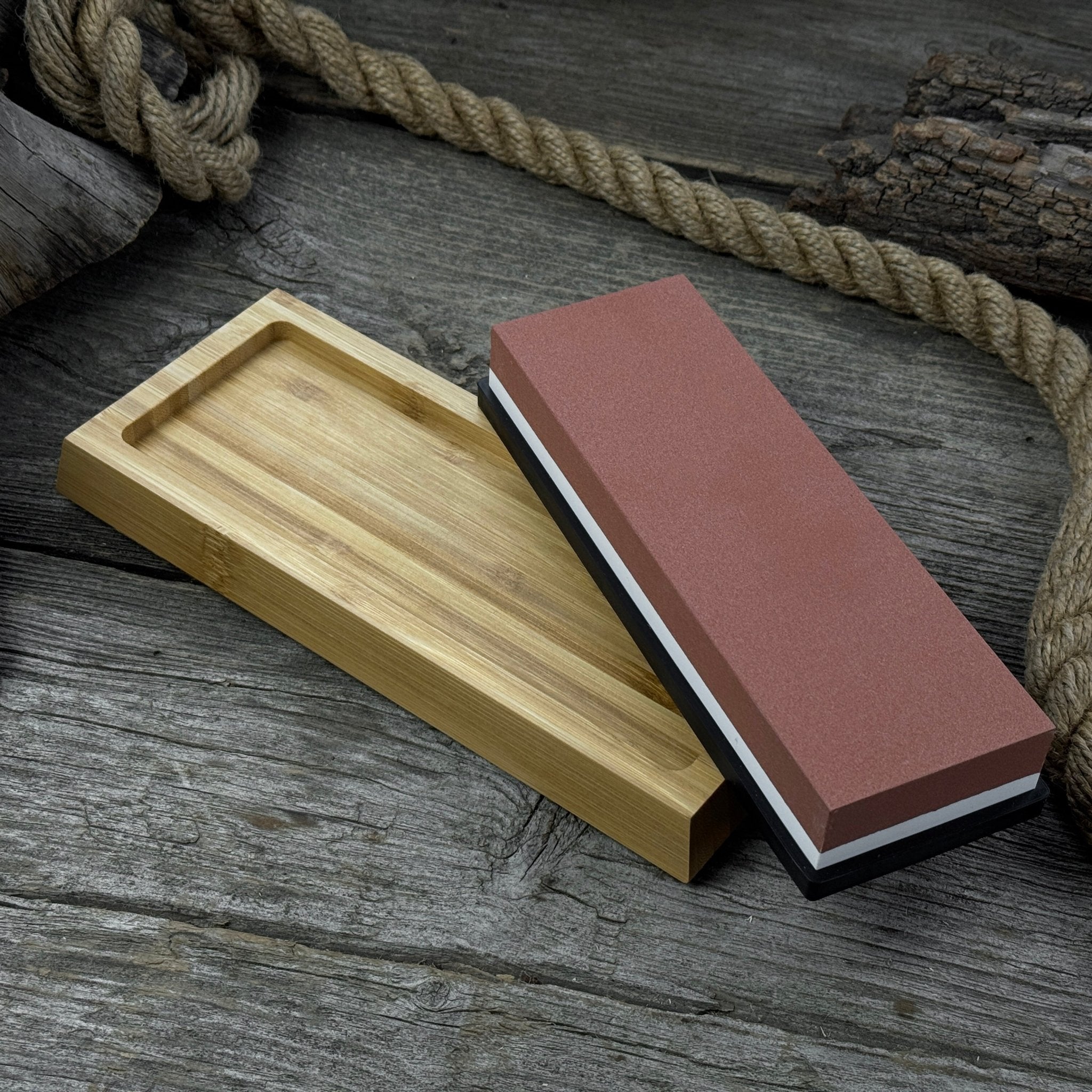 Double - Sided Sharpening Stone with Optional Wooden Stand – Grit 3000 / 8000 - 10