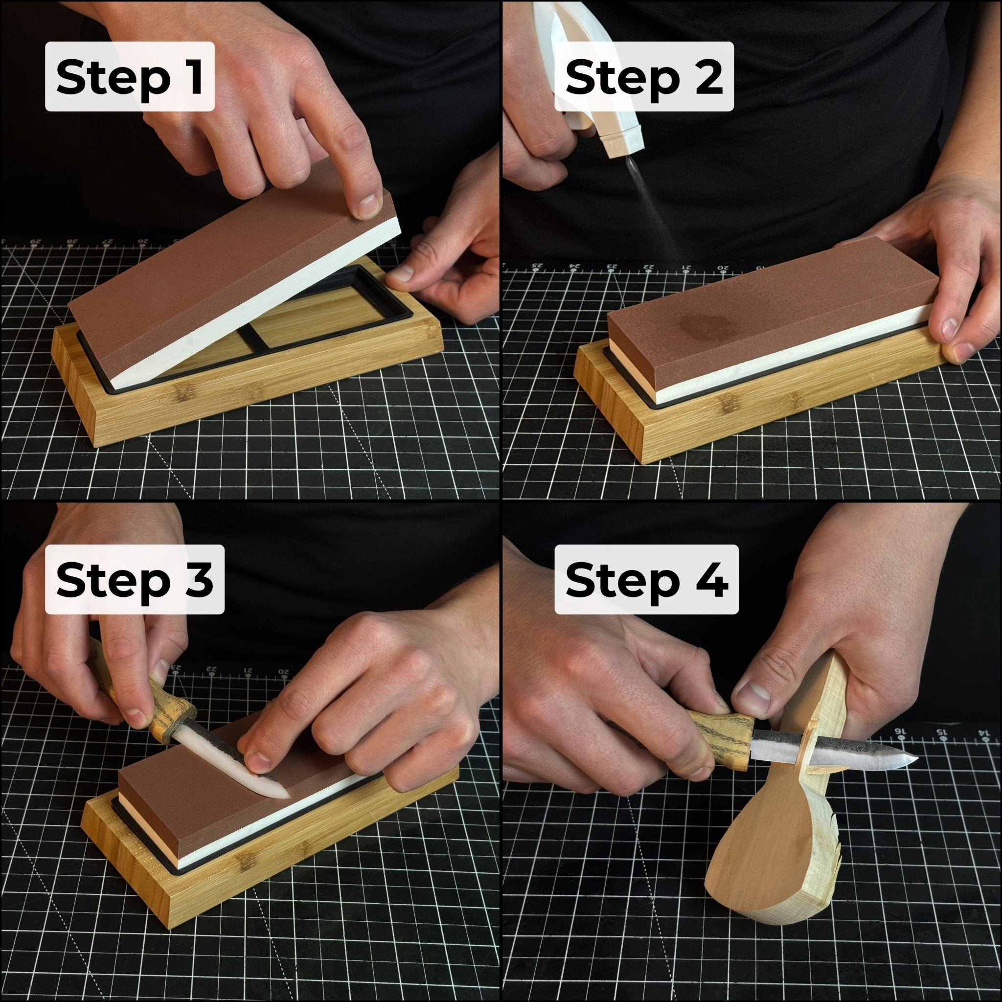 Double - Sided Sharpening Stone with Optional Wooden Stand – Grit 3000 / 8000 - 8
