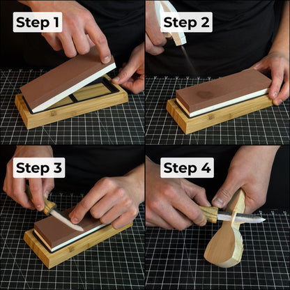 Double - Sided Sharpening Stone with Optional Wooden Stand – Grit 3000 / 8000 - 8