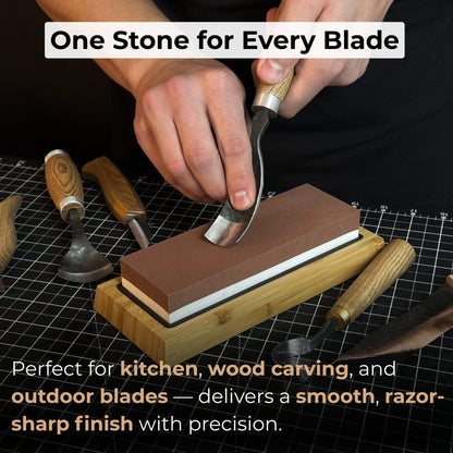 Double - Sided Sharpening Stone with Optional Wooden Stand – Grit 3000 / 8000 - 5