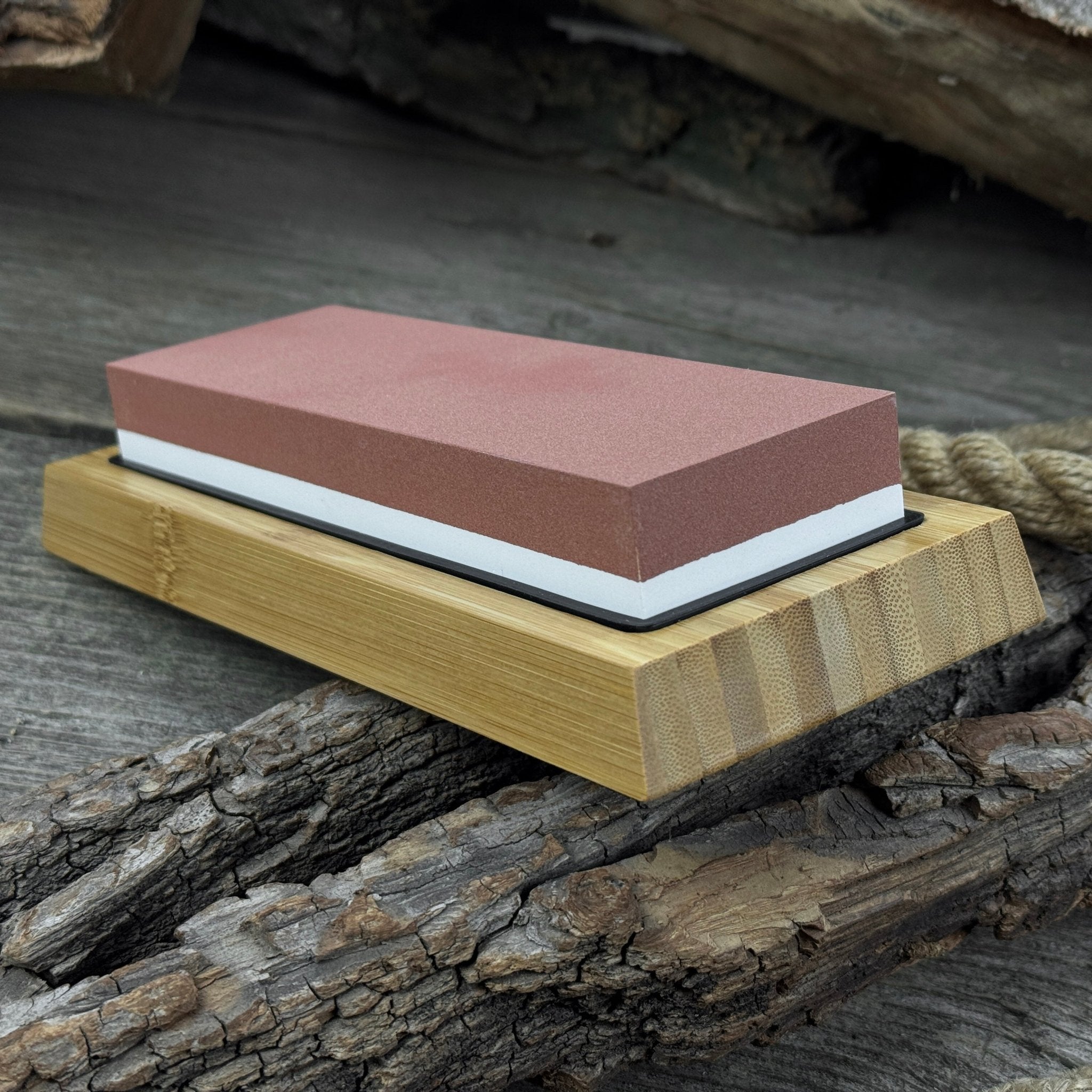 Double - Sided Sharpening Stone with Optional Wooden Stand – Grit 3000 / 8000 - 7