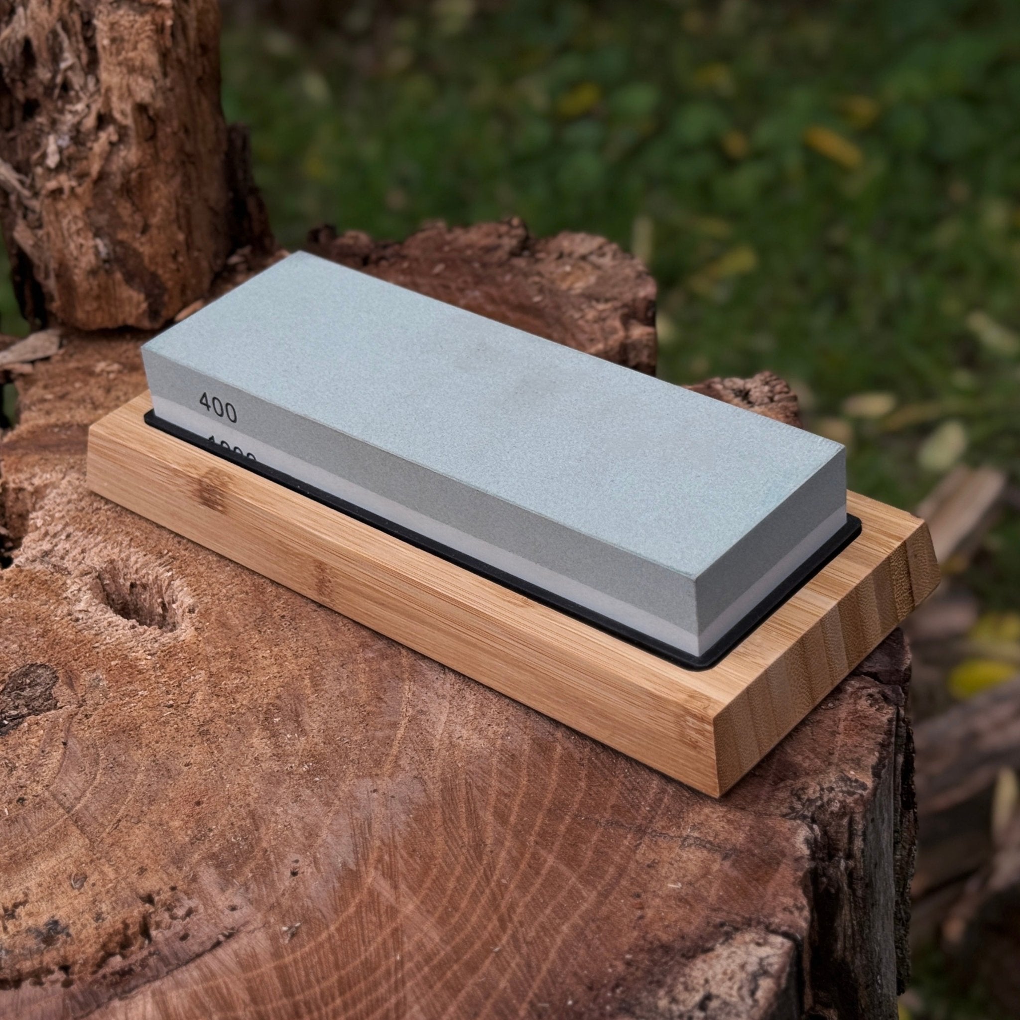 Double - Sided Sharpening Stone with Optional Wooden Stand – Grit 400 / 1000 - 6