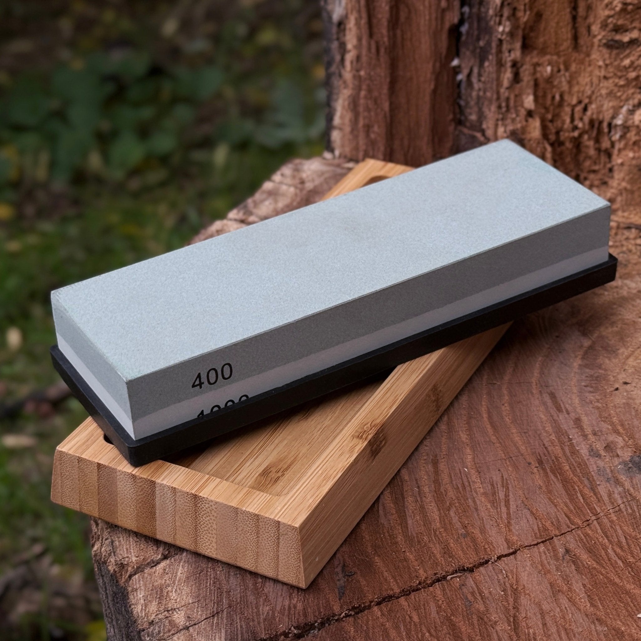 Double - Sided Sharpening Stone with Optional Wooden Stand – Grit 400 / 1000 - 8