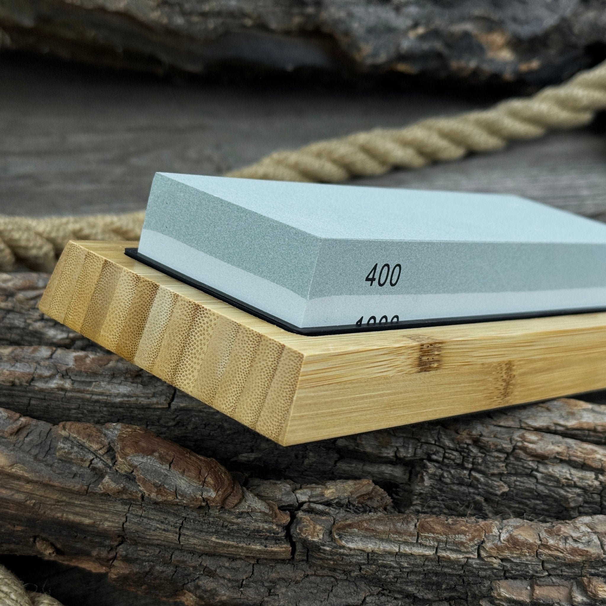 Double - Sided Sharpening Stone with Optional Wooden Stand – Grit 400 / 1000 - 8