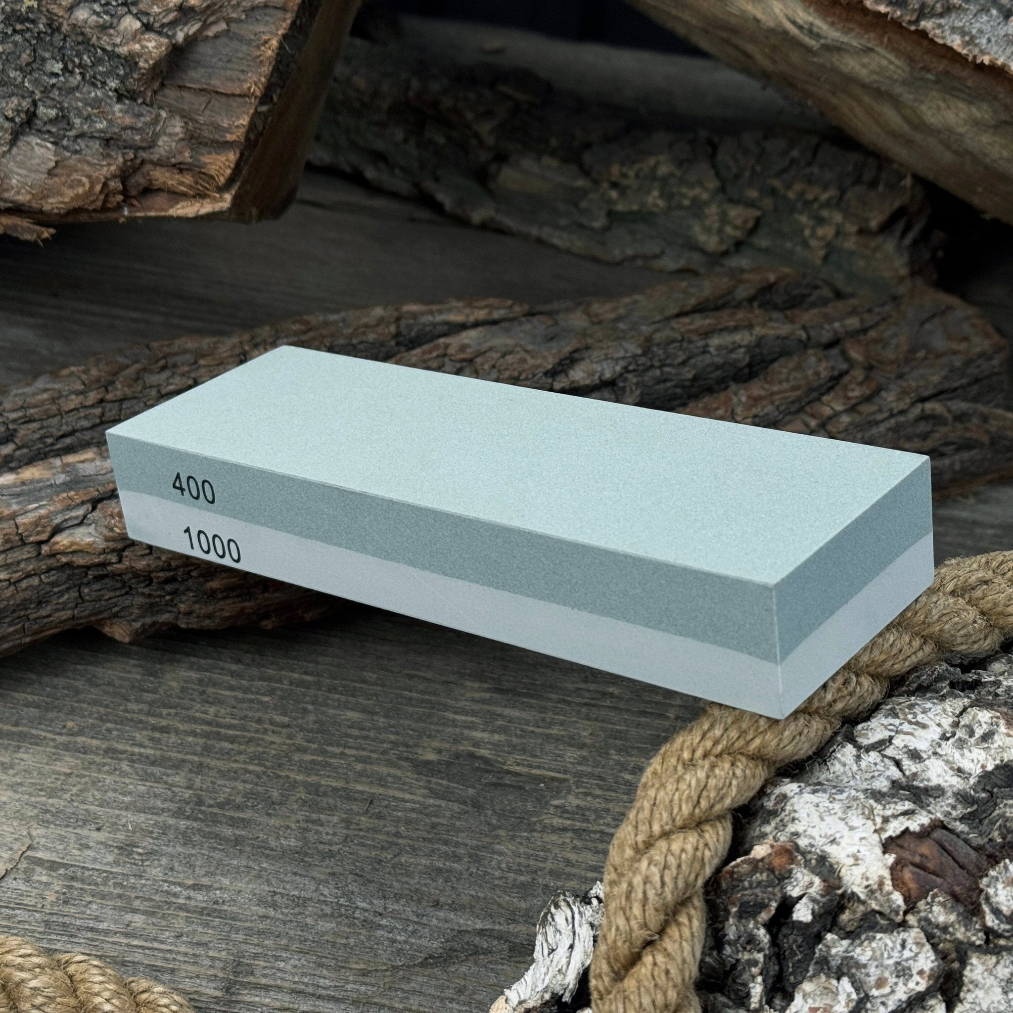 Double - Sided Sharpening Stone with Optional Wooden Stand – Grit 400 / 1000 - 7