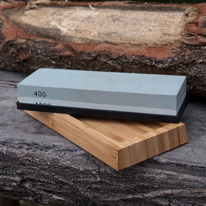 Double - Sided Sharpening Stone with Optional Wooden Stand – Grit 400 / 1000 - 10