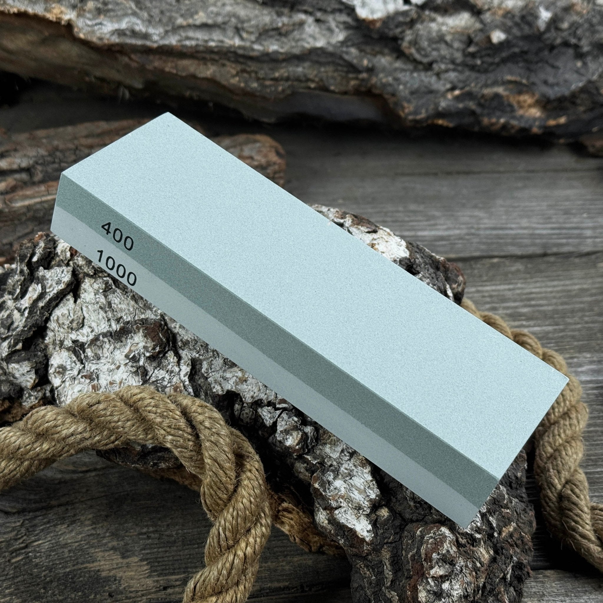 Double - Sided Sharpening Stone with Optional Wooden Stand – Grit 400 / 1000 - 6