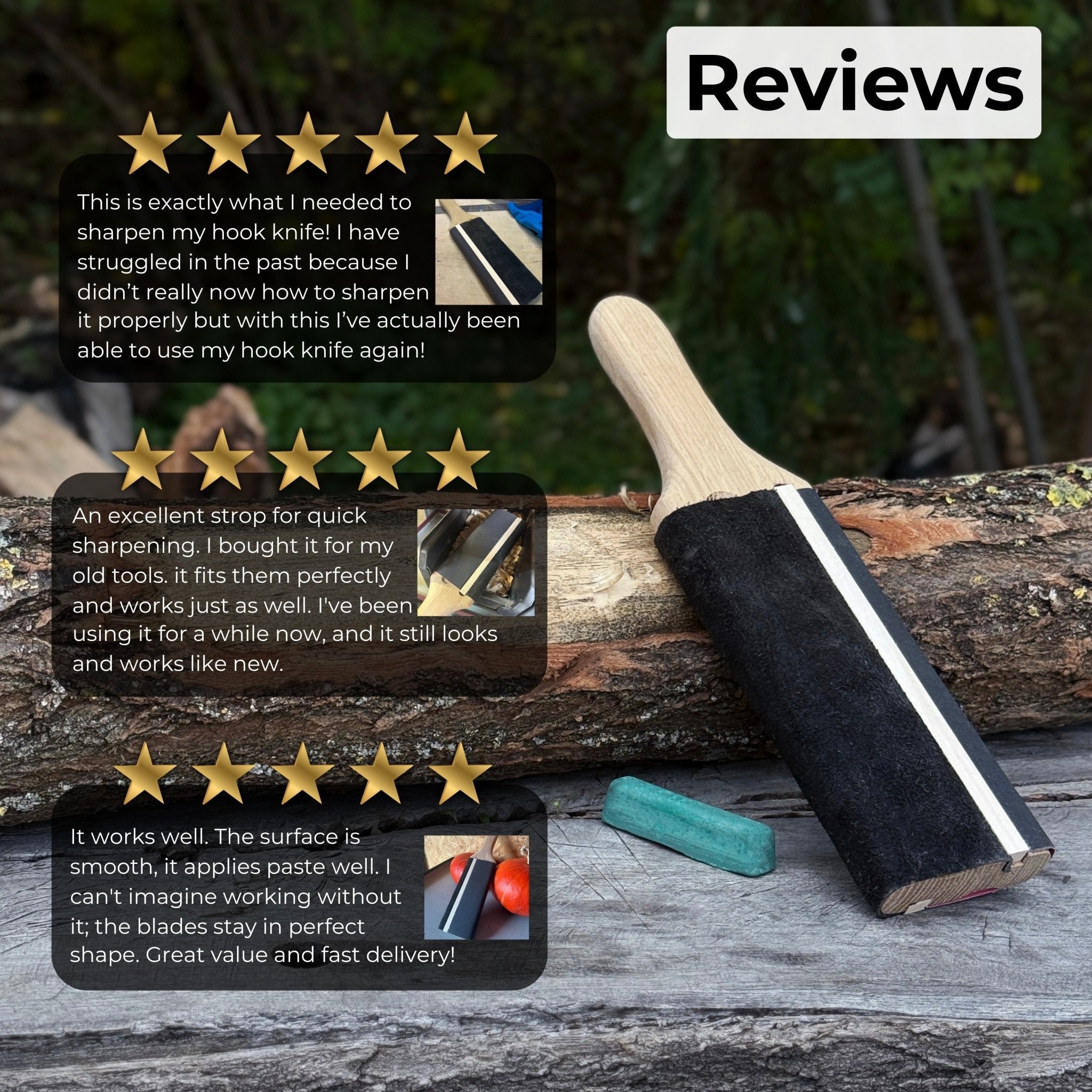 Dual - Sided Leather Paddle Strop For Hook Knives & Gouges - 8