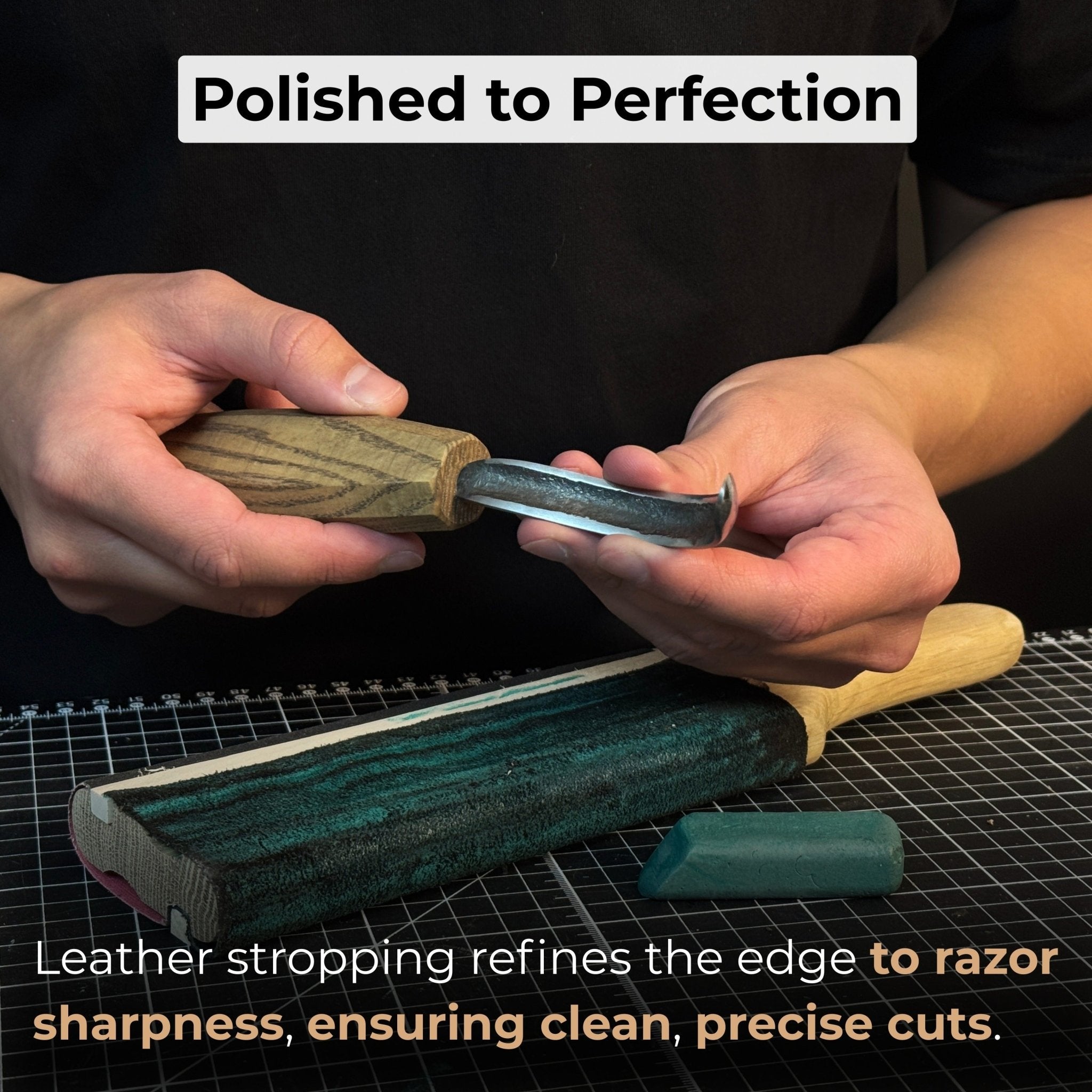 Dual - Sided Leather Paddle Strop For Hook Knives & Gouges - 5