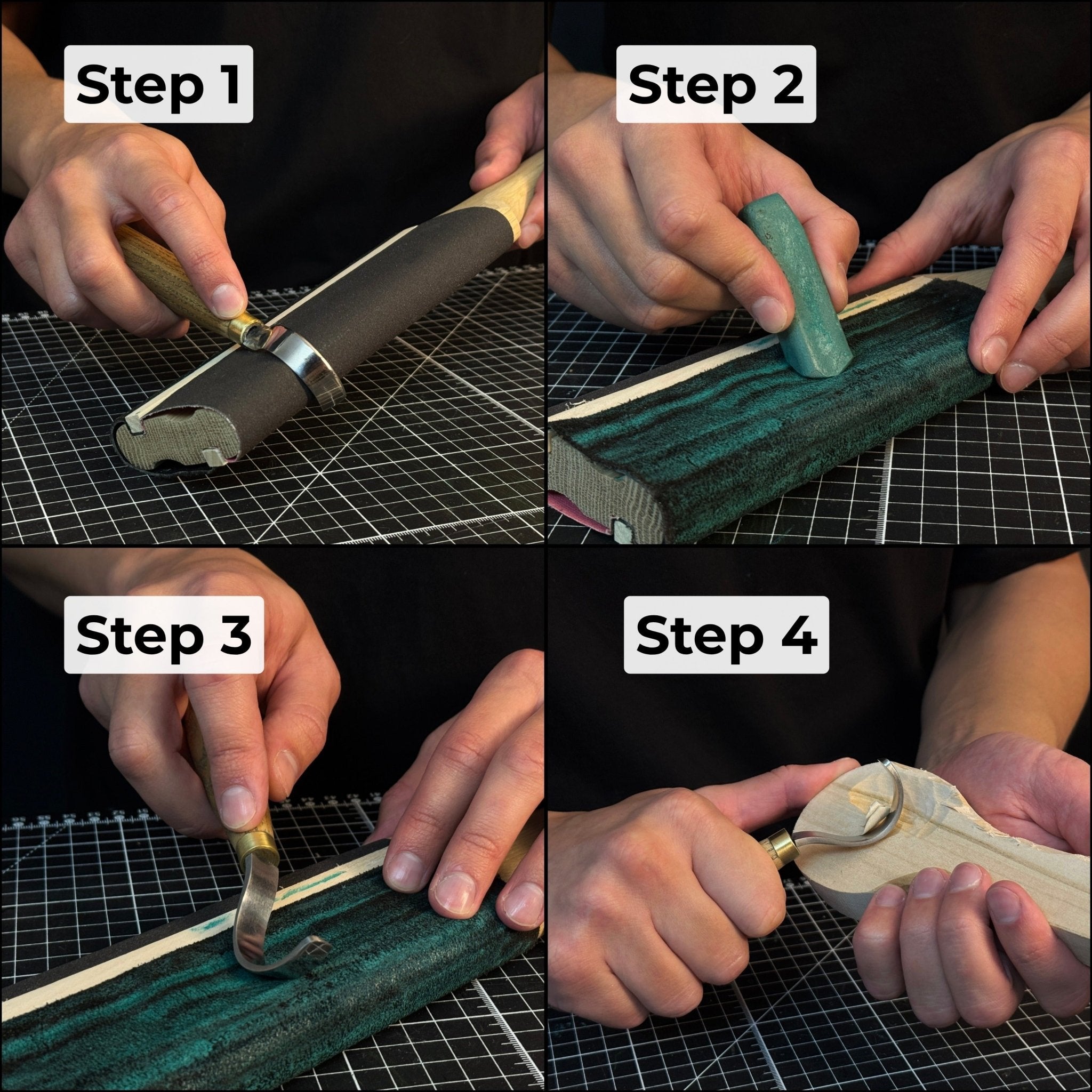 Dual - Sided Leather Paddle Strop For Hook Knives & Gouges - 2