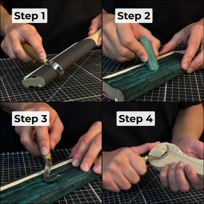 Dual - Sided Leather Paddle Strop For Hook Knives & Gouges - 2