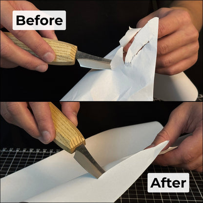 Dual - Sided Leather Paddle Strop For Hook Knives & Gouges - 9