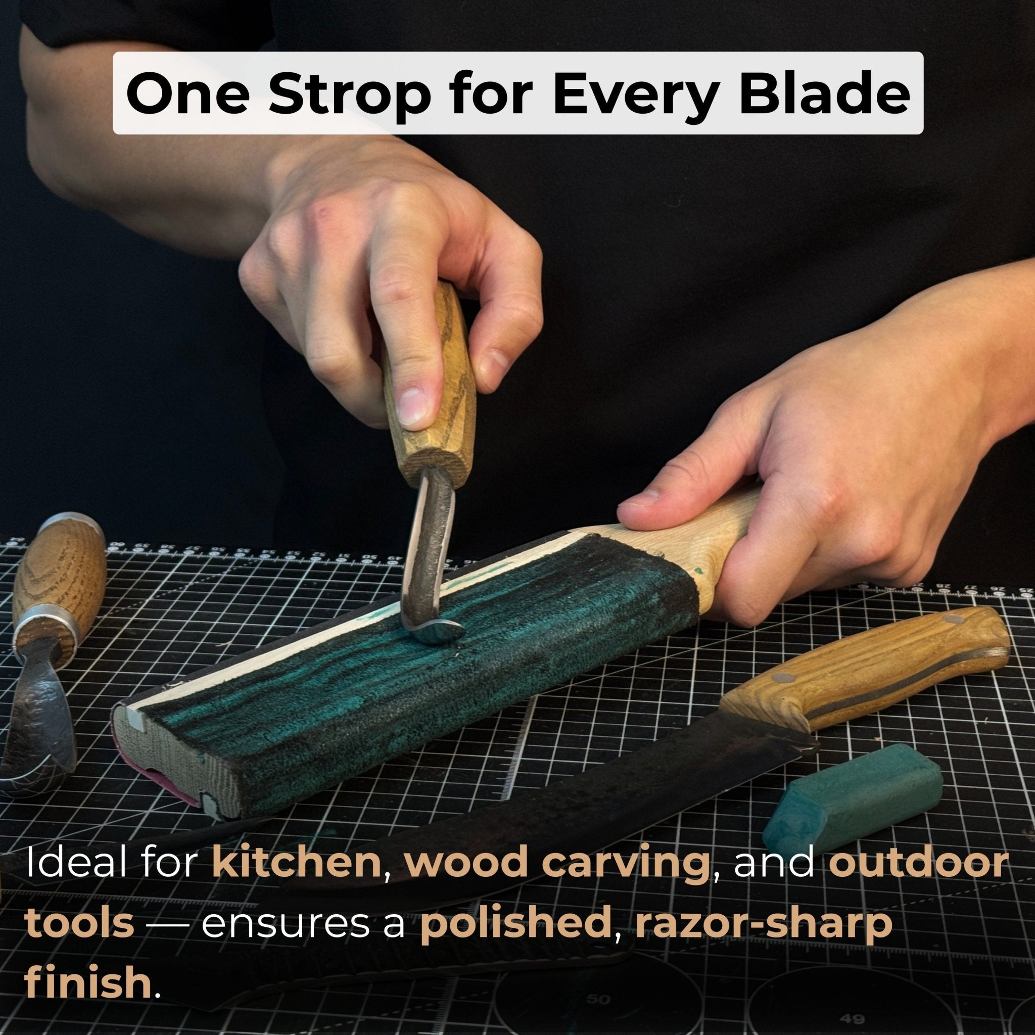 Dual - Sided Leather Paddle Strop For Hook Knives & Gouges - 6