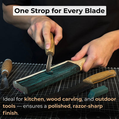 Dual - Sided Leather Paddle Strop For Hook Knives & Gouges - 6