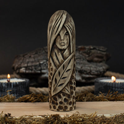Eir Wooden Figurine – 14 cm (5.7 inch) Hand - Carved Norse Goddess of Healing - 1