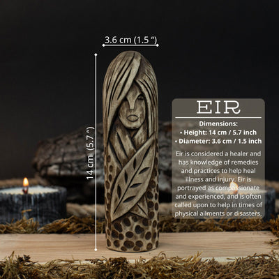 Eir Wooden Figurine – 14 cm (5.7 inch) Hand - Carved Norse Goddess of Healing - 5