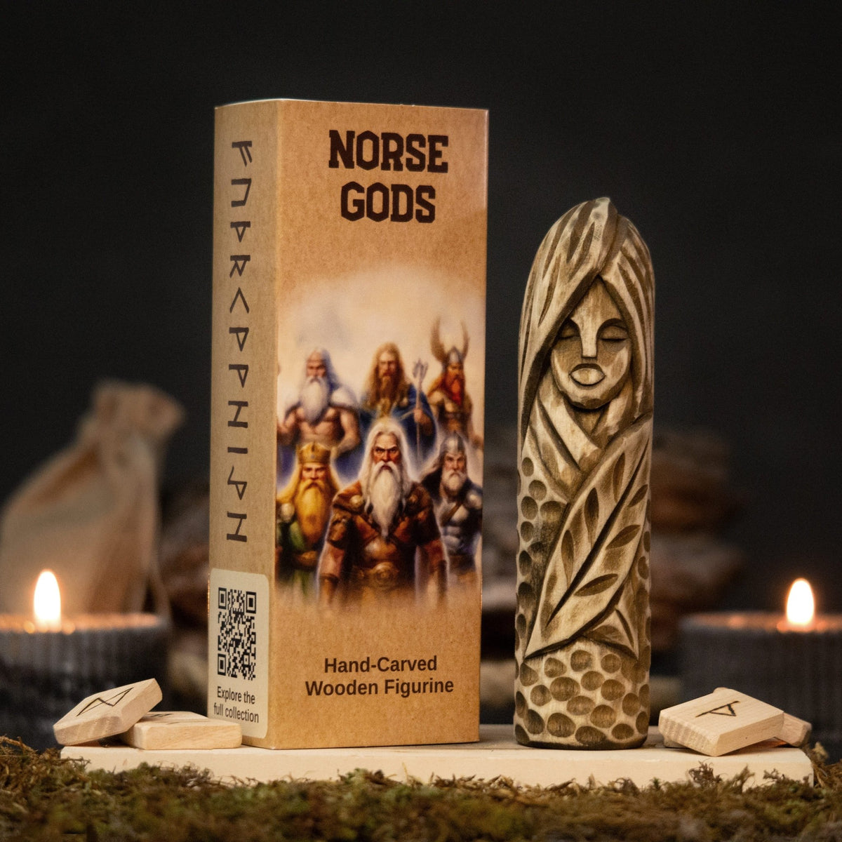 Eir Wooden Figurine – 14 cm (5.7 inch) Hand-Carved Norse Goddess of Healing - 1