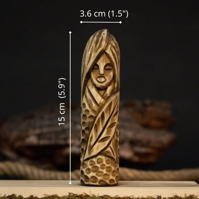 Eir Wooden Figurine – 14 cm (5.7 inch) Hand-Carved Norse Goddess of Healing - 13