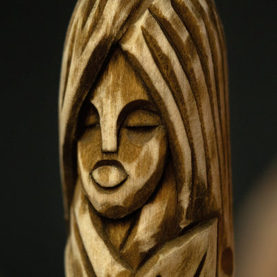 Eir Wooden Figurine – 14 cm (5.7 inch) Hand-Carved Norse Goddess of Healing - 12