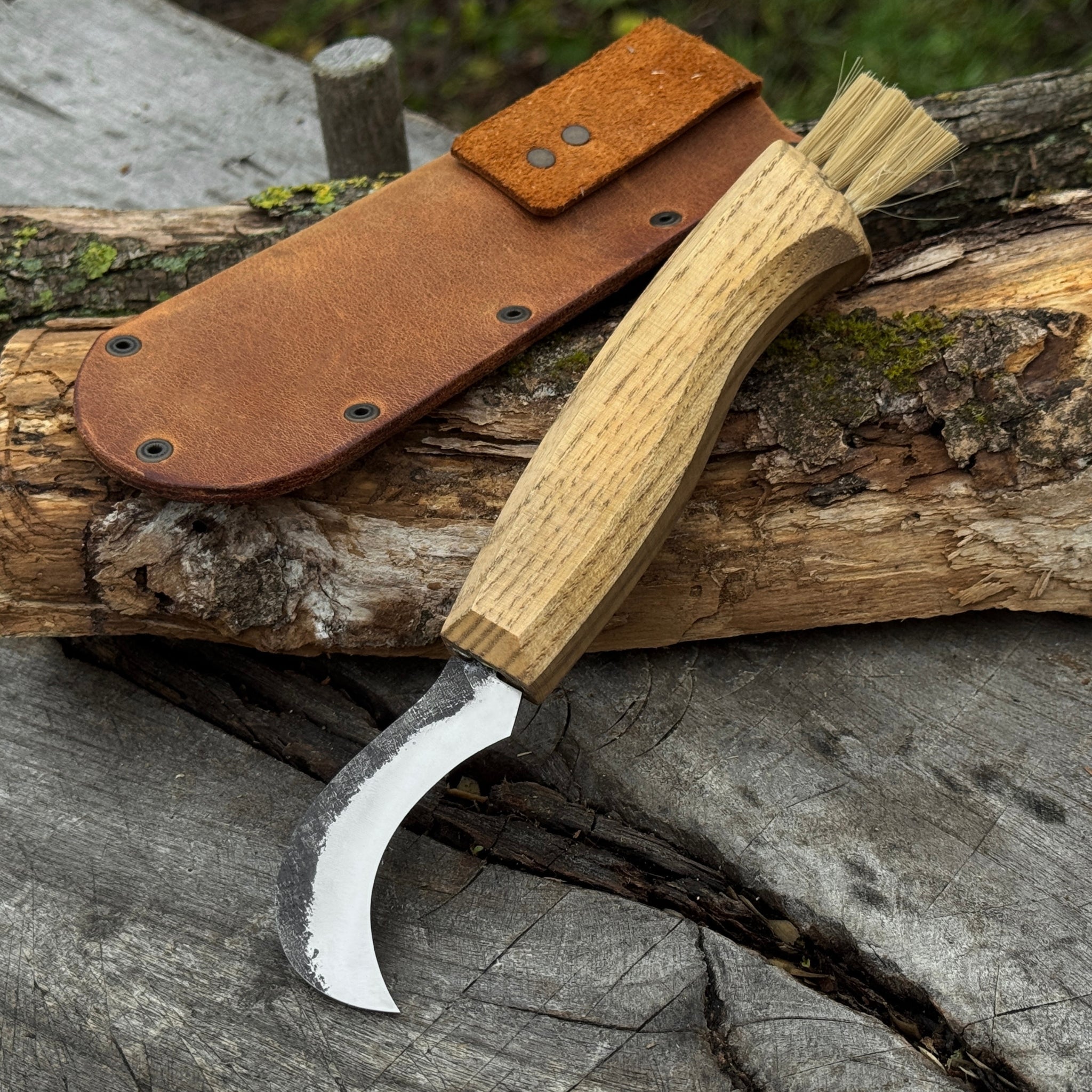 Forged Mushroom Knife with Brush, 6.5 cm (2.56 inches) - Sharky Forged ...