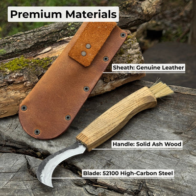 Forged Mushroom Knife with Brush, 6.5 cm (2.56 inches) - 6