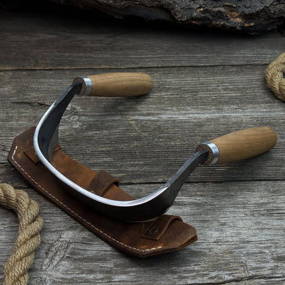 Half - Rounded Drawknife (Inshave) with Leather Sheath, 15 cm (5.9 inches) - 1
