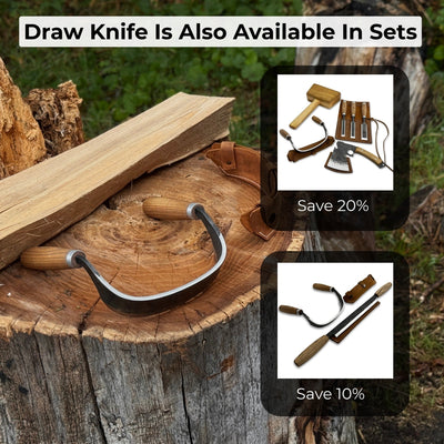 Half - Rounded Drawknife (Inshave) with Leather Sheath, 15 cm (5.9 inches) - 10