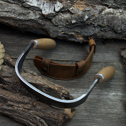Half - Rounded Drawknife (Inshave) with Leather Sheath, 15 cm (5.9 inches) - 3