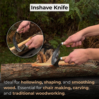 Half - Rounded Drawknife (Inshave) with Leather Sheath, 15 cm (5.9 inches) - 7