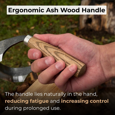 Half - Rounded Drawknife (Inshave) with Leather Sheath, 15 cm (5.9 inches) - 3