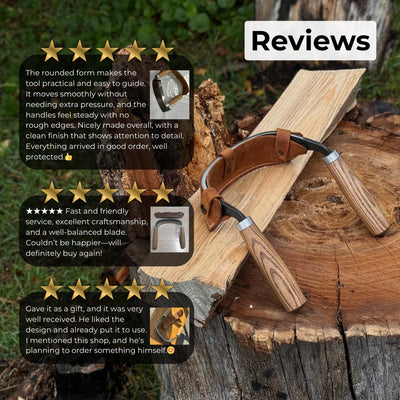 Half - Rounded Drawknife (Inshave) with Leather Sheath, 15 cm (5.9 inches) - 9