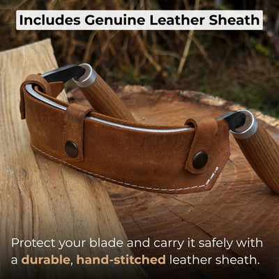 Half - Rounded Drawknife (Inshave) with Leather Sheath, 15 cm (5.9 inches) - 4