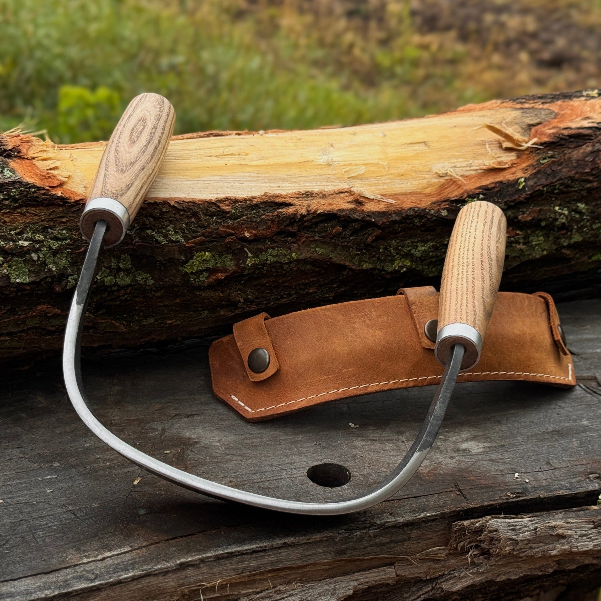 Half - Rounded Drawknife (Inshave) with Leather Sheath, 15 cm (5.9 inches) - 1