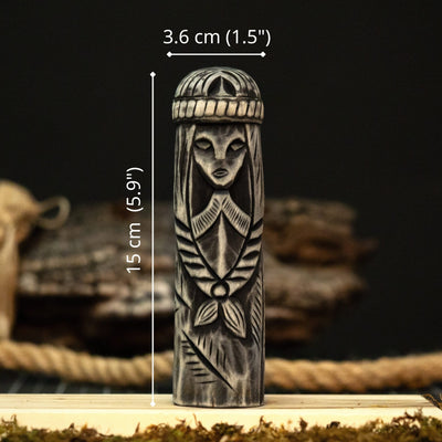 Hand-Carved Freyja Figurine – 14 cm (5.7 inches) Wooden Scandinavian Goddess Statue - 9