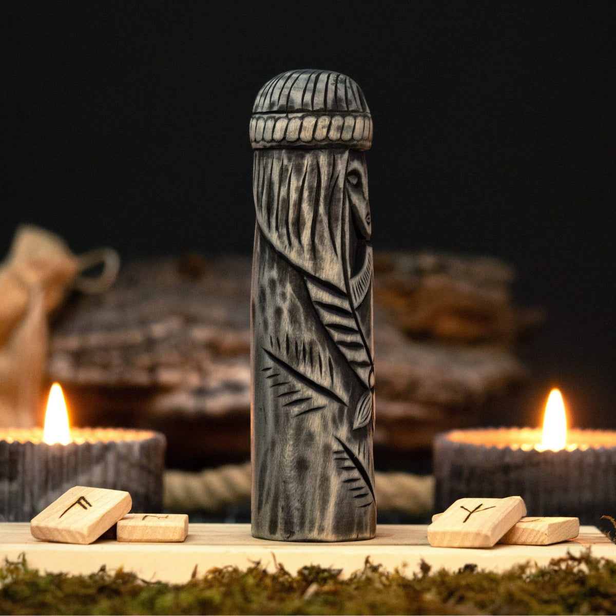 Hand-Carved Freyja Figurine – 14 cm (5.7 inches) Wooden Scandinavian Goddess Statue - 5