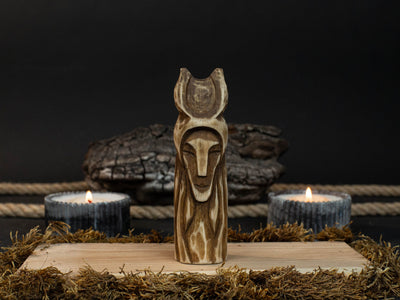 Hand - Carved Loki Figurine – 14 cm (5.7 inches) Wooden Norse God of Mischief Statue - 1