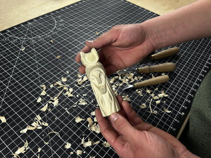 Hand - Carved Loki Figurine – 14 cm (5.7 inches) Wooden Norse God of Mischief Statue - 8