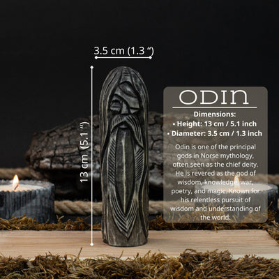Hand - Carved Odin Figurine – 13 cm (5.1 inches) Wooden Norse God Sculpture - 5
