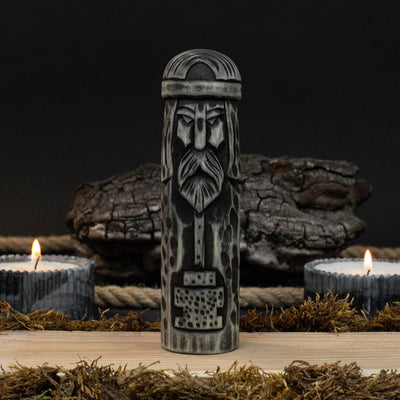 Hand - Carved Thor Figurine – 14 cm (5.7 inches) Wooden Scandinavian God Statue - 1