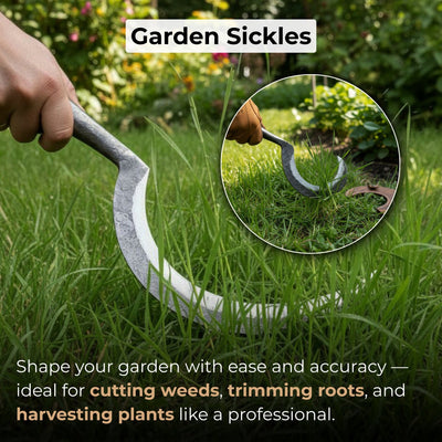 Hand - Forged 2 - Piece Garden Sickle Set with Leather Sheaths - 7
