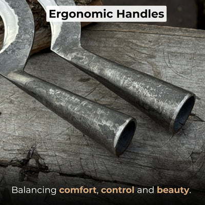 Hand - Forged 2 - Piece Garden Sickle Set with Leather Sheaths - 3
