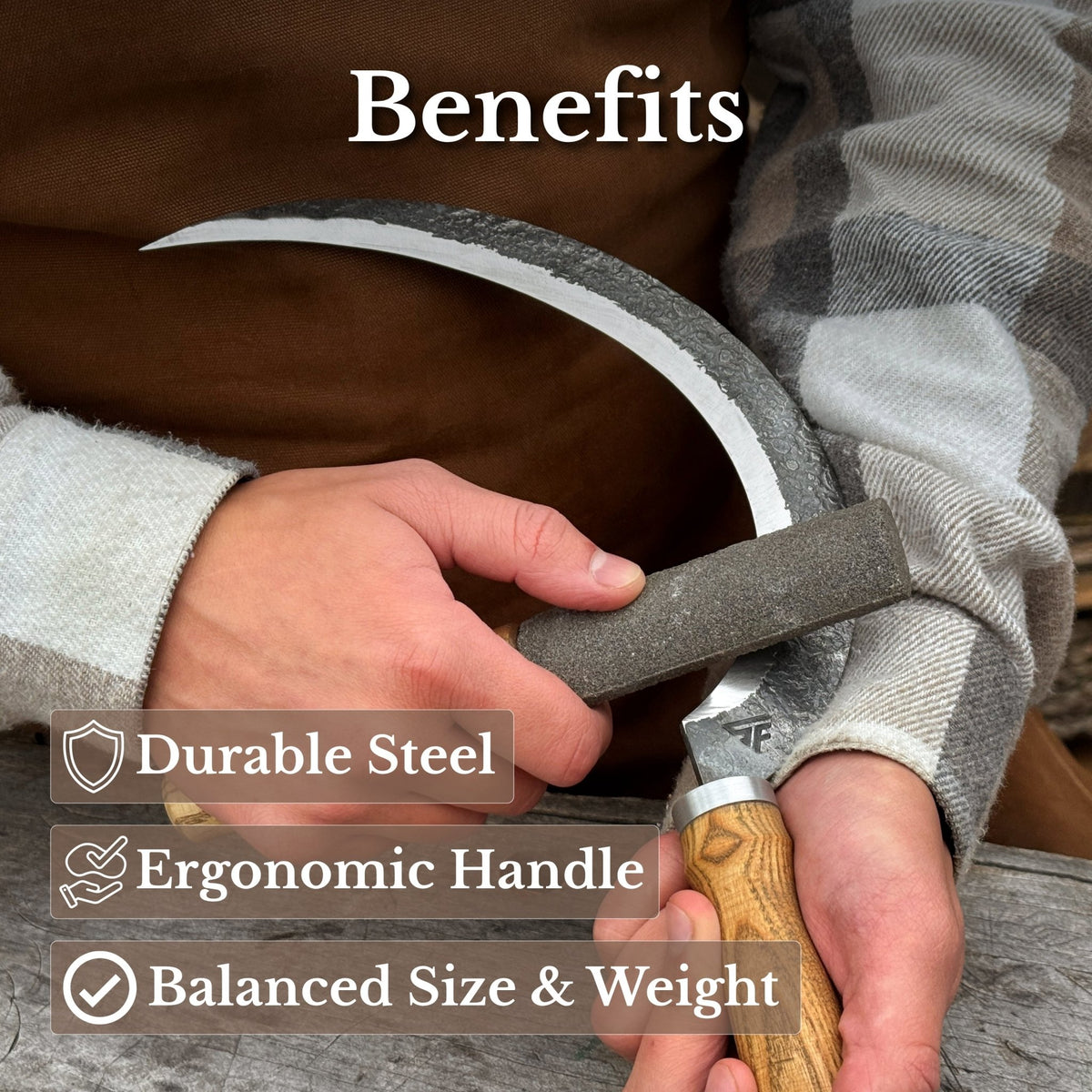 Hand-Forged 2-Piece Sickle Set with Leather Sheaths - 8