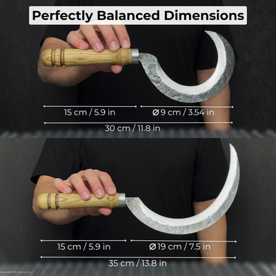 Hand - Forged 2 - Piece Sickle Set with Leather Sheaths - 5