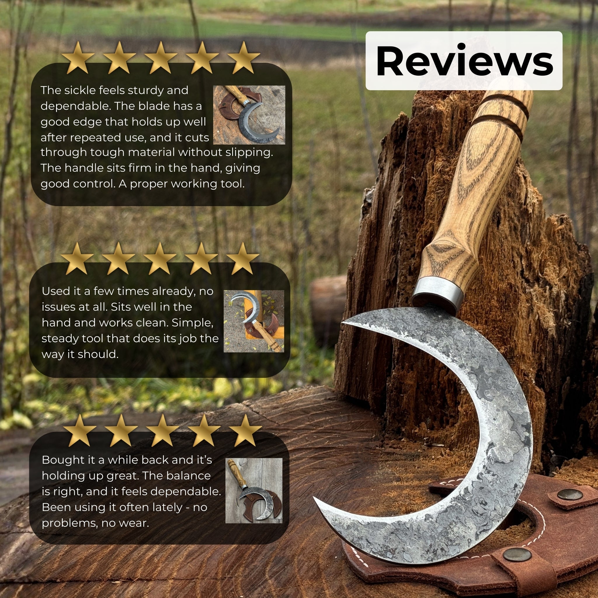 Hand - Forged Athame Ritual Witch Sickle, ⌀ 13 cm (5.12 inches) - 9