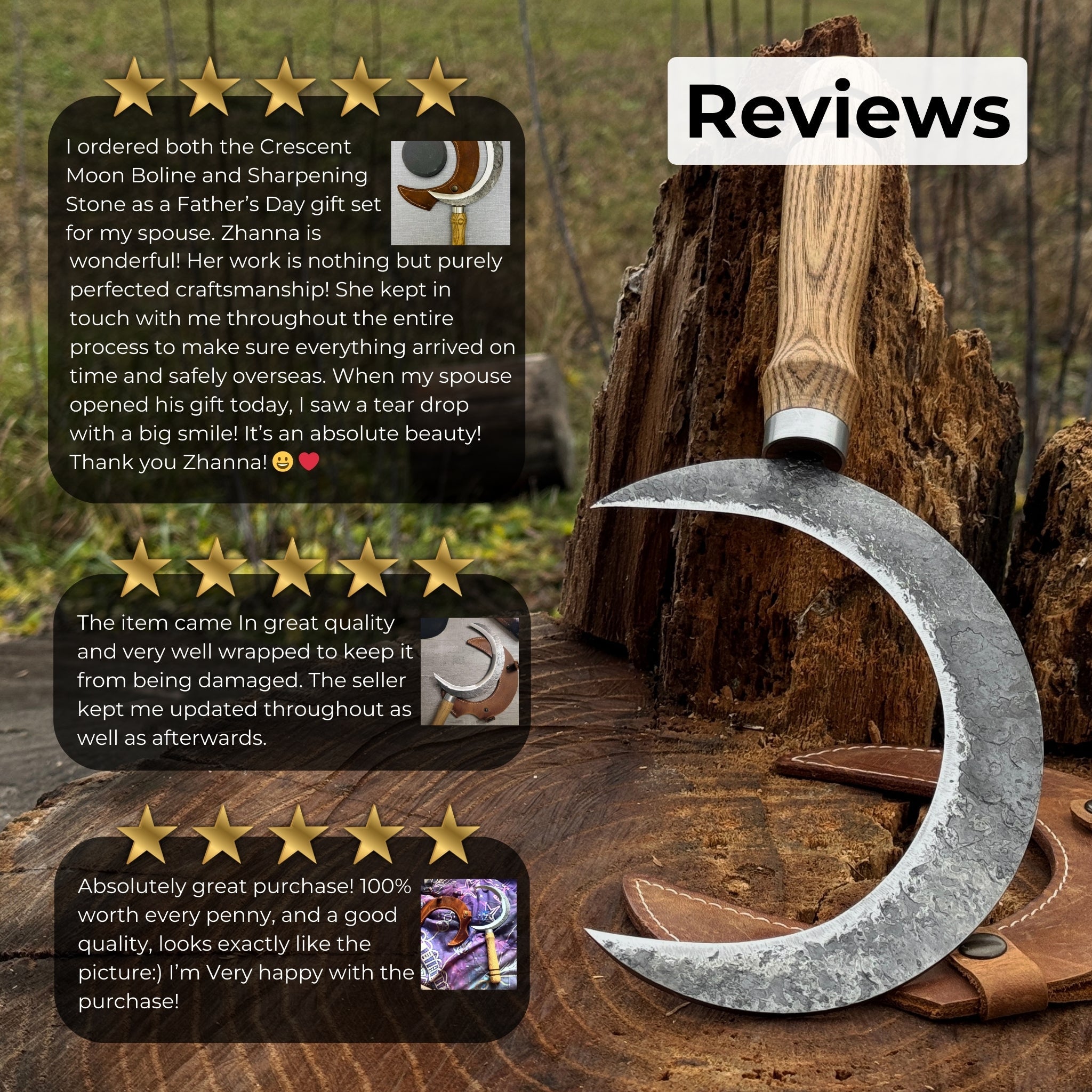 Hand - Forged Athame Ritual Witch Sickle, ⌀16.5 cm (6.5 inches) - 9