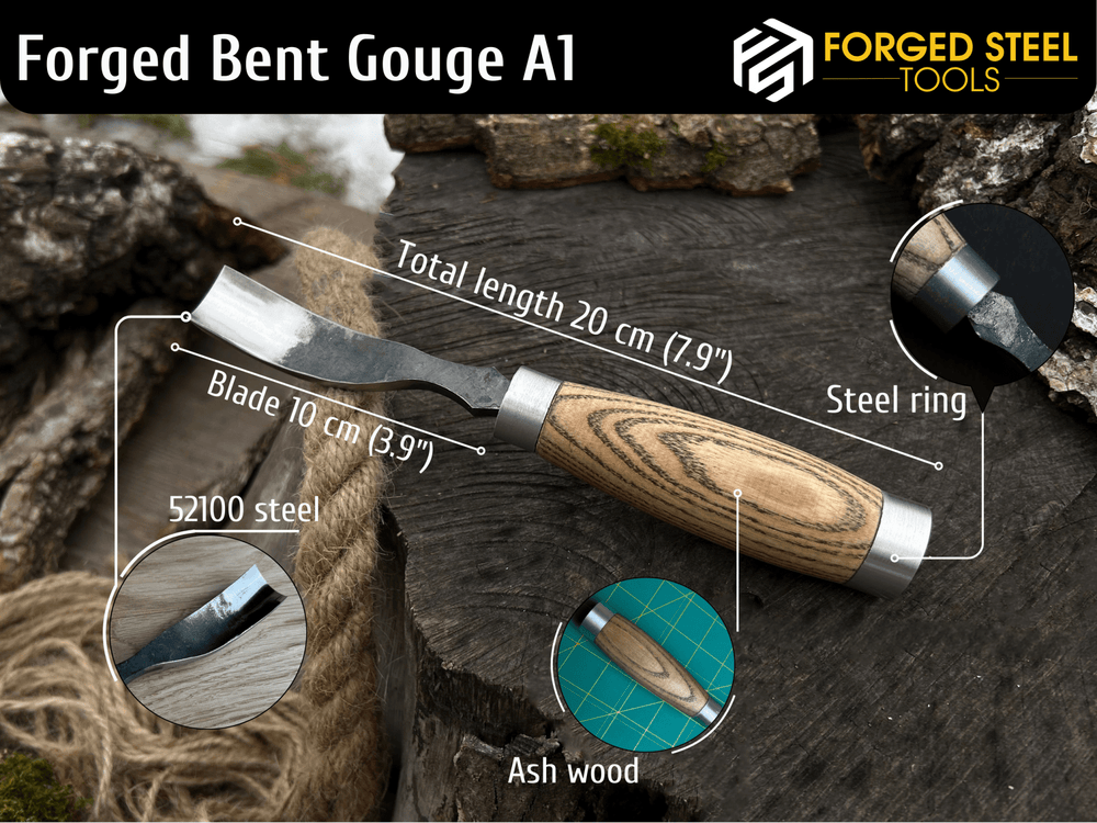 Hand-Forged Long Bent (Curved) Gouge, 10 - 45 mm (0.4 - 1.8 inches ...
